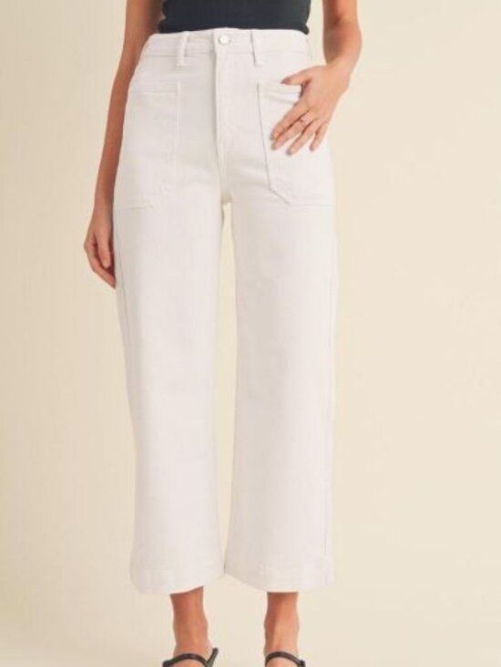 JBD Denim - JBD Eve Utility High Rise Wide Leg Jeans White Women’s Size 28 DP649 Retail $74